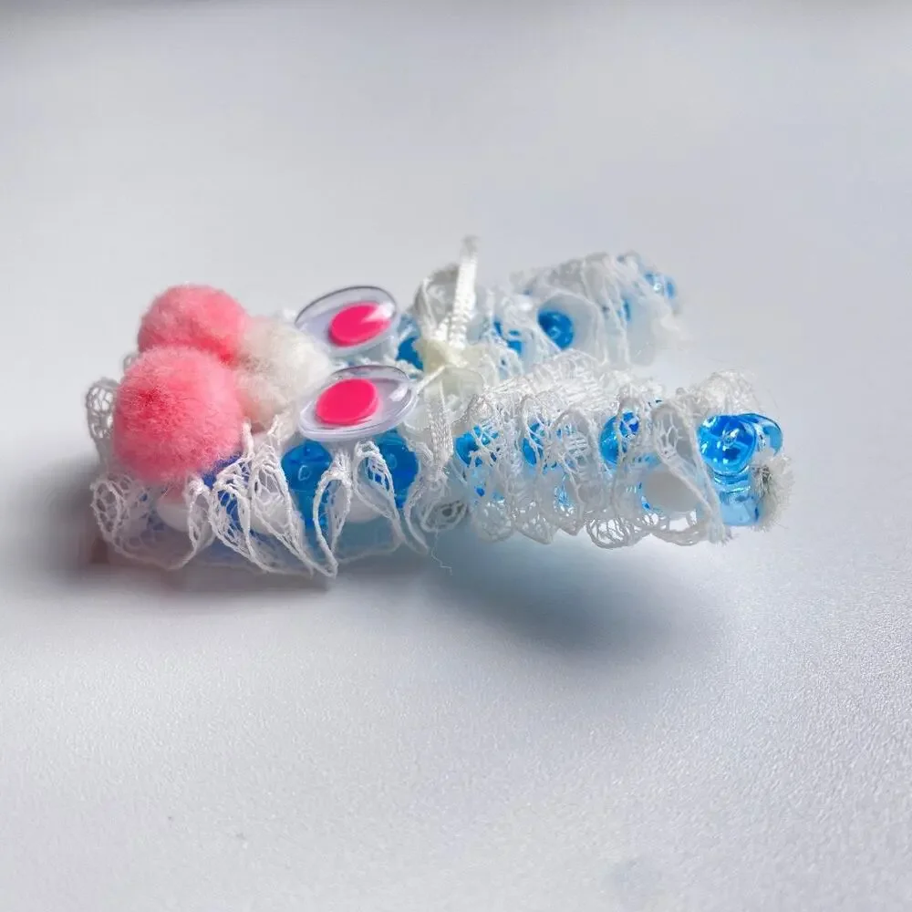 Easter Bunny Brooch Handmade Lace Beaded Rabbit Pin Cute Spring
